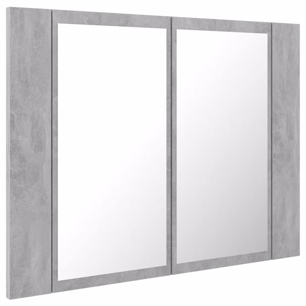 Armadietto a Specchio con Luci LED Grigio Cemento in Acrilico