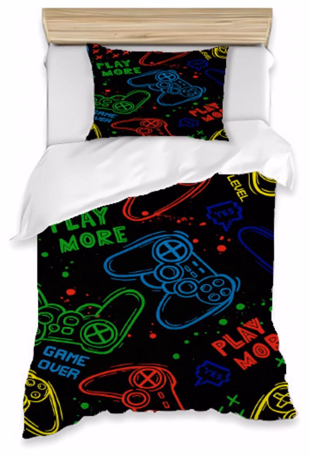 Set di lenzuola e copripiumino a tema gaming - Multicolore - 3 pezzi