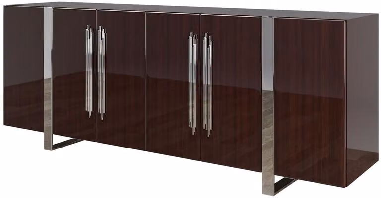 Casa Padrino credenza Art Deco marrone scuro / argento 222 x 50 x h. 90 cm - Elegante mobile da soggiorno a 6 ante - Mobili Art Deco