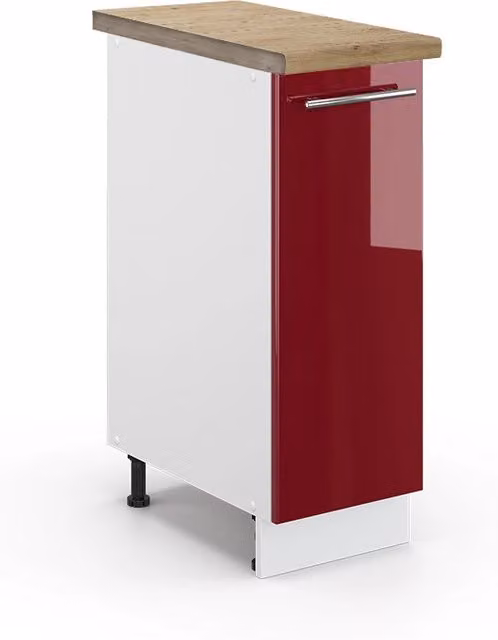 Armadio cucina dispensa alto Fame-Line Bordeaux lucido/Bianco 30 cm, PL Rovere Vicco