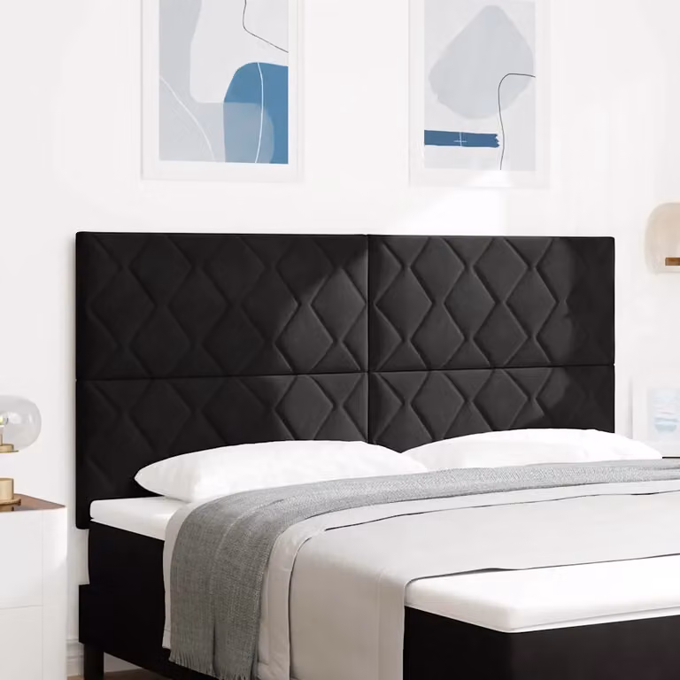Testiera per letto vidaXL in velluto nero con illuminazione LED RGB e porta di ricarica USB, Larghezza: 180 cm