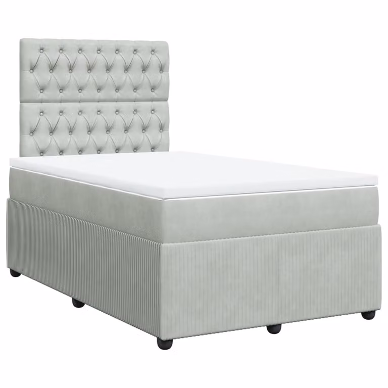 Giroletto a Molle con Materasso Grigio Chiaro 120x190cm Velluto