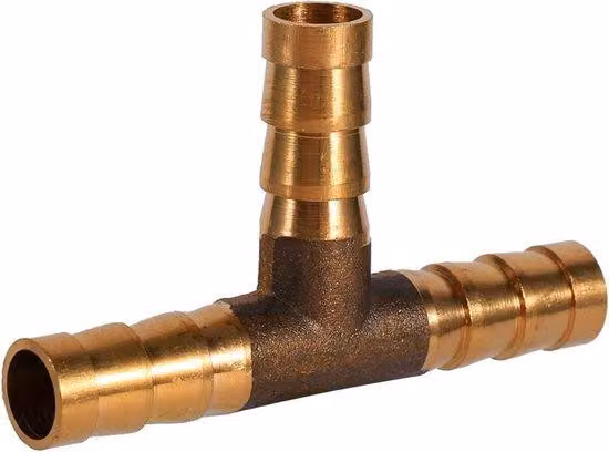Morsetto di collegamento a 3 vie - in ottone - con tubo di collegamento - facile da montare - per acqua/gas/olio - raccordo a 3 vie