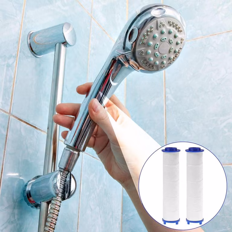 Filtri di ricambio per doccetta - 8 pezzi, filtri in cotone PP per acqua dolce e rimozione del cloro - 8 x 2,5 cm, filtri per soffione della doccia