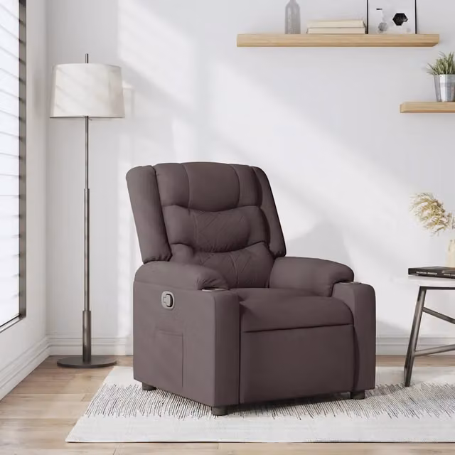 Poltrona Reclinabile Relax vidaXL in Tessuto Marrone con Braccioli e Leva Manuale – 1