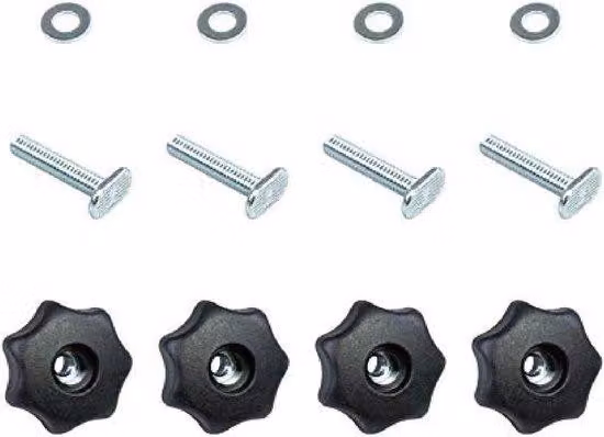 Set di manopole per guide a T - Set di utensili ergonomici - Accessori per la lavorazione del legno - Set da 4 pezzi - Nero