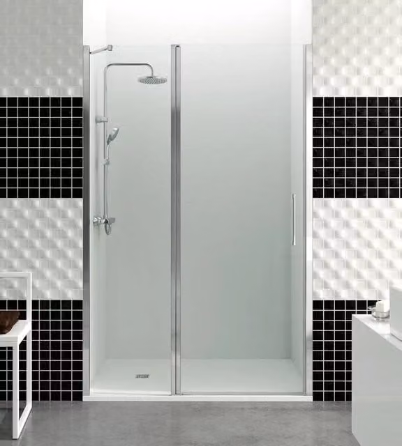 Box doccia rettangolare DUCHA con vetro Frost e finitura cromo lucido, L/P/H: 115 x 120 x 195 cm
