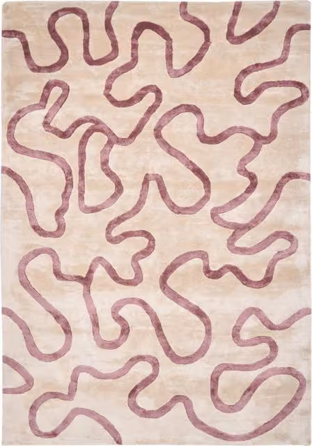 Tappeto Beliani in viscosa e lana con design astratto glamour, multicolore beige e rosa, L: 230 cm, P: 160 cm