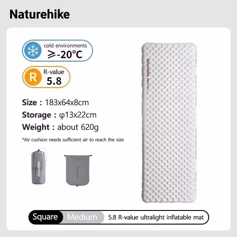Materassini da campeggio, design ultraleggero, isolamento termico efficace, modello R5.8, dimensioni 183x64 cm