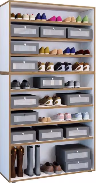 Super Scarpiera Legno H183 L100 P33 cm Armadio Porta Scarpe Salvaspazio con Ripiani Regolabili Colore Bianco