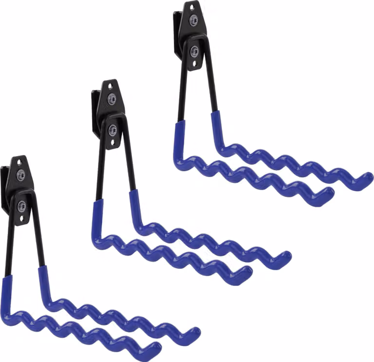 Set di 3 ganci portautensili BOTLE per sistema di valigette Qbrick per utensili, forma ondulata 19 cm, stabili con rivestimento in PVC, per garage, capanni, officine, ganci per seghe a mano e seghe da giardino, ganci doppi, portata fino a 30 kg