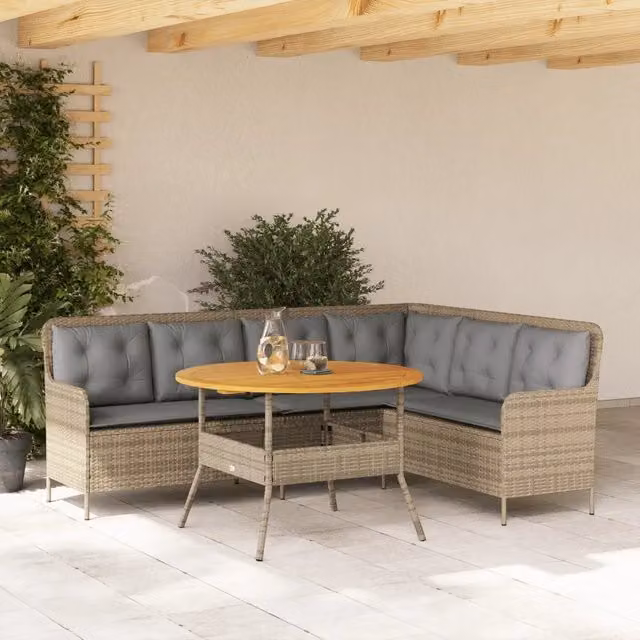 Set Divani da Giardino 2 pz con Cuscini Beige in Polyrattan 3262093