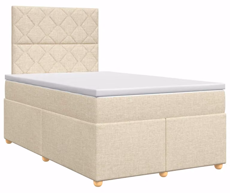Letto a molle con materasso crema 120 x 200 cm in tessuto