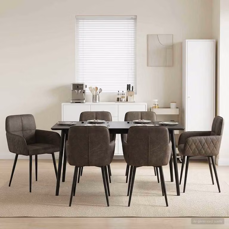 Set di 6 sedie da pranzo vidaXL in microfibra grigio scuro con design moderno