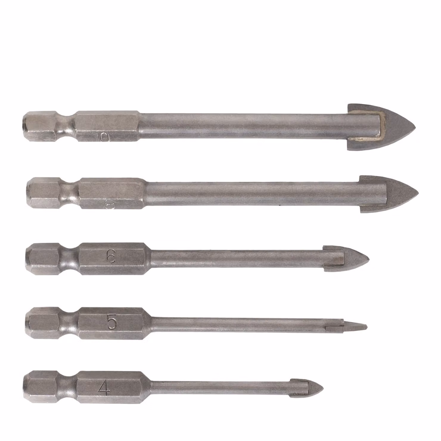 Set di punte per piastrelle STIER, 5 pezzi, punta esagonale da 1/4 di pollice, set completo, dimensioni 4-10 mm, per trapano (a percussione) e avvitatore a batteria, attacco da un quarto di pollice, lavoro di precisione