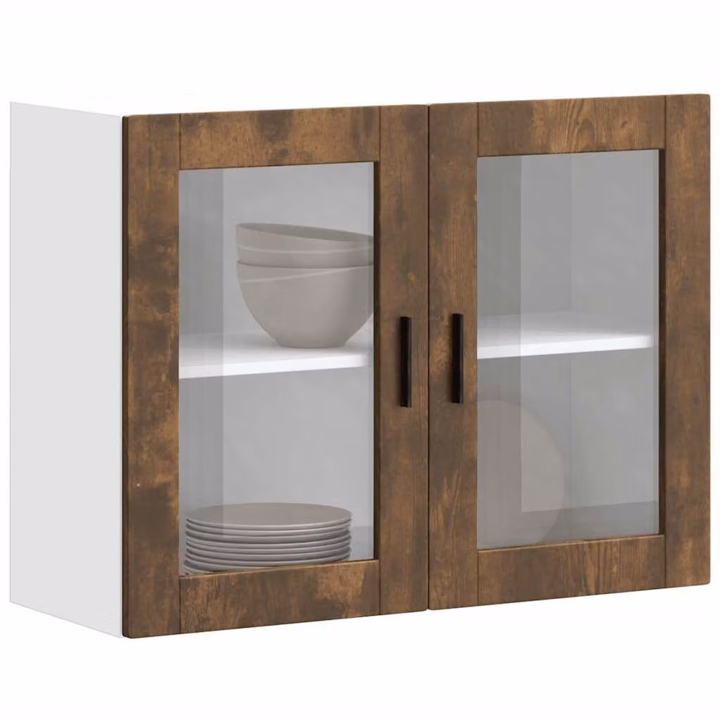 Pensile da Cucina con Porta in Vetro Porto Rovere Fumo