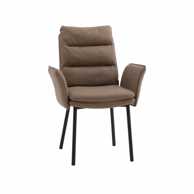 Set di sedie MALIBÙ in similpelle marrone e gambe nere, con braccioli