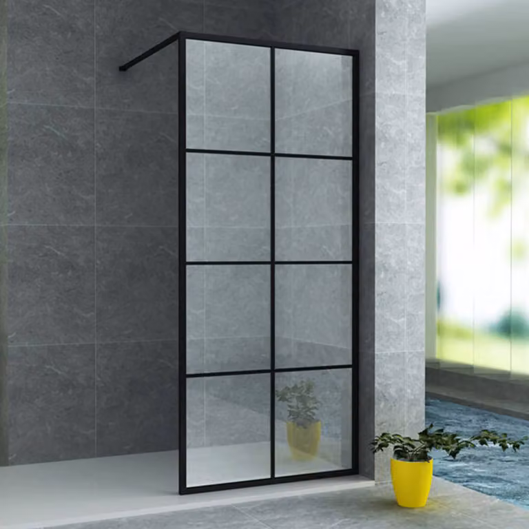 Pannello doccia Aloni, telaio nero opaco, 100x200 cm, vetro da 8 mm