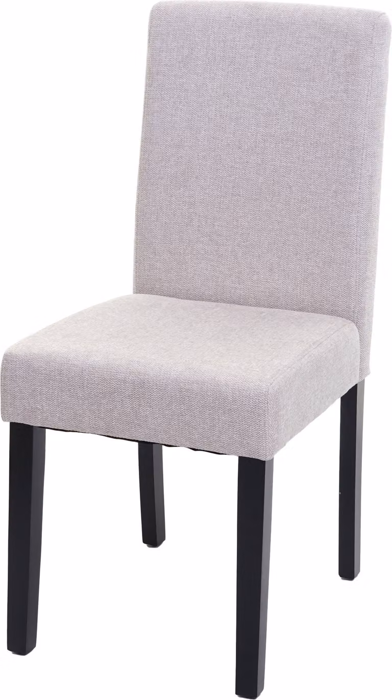 Sedia da pranzo Littau, sedia da cucina, tessuto/tessuto ~ crema-beige, gambe scure