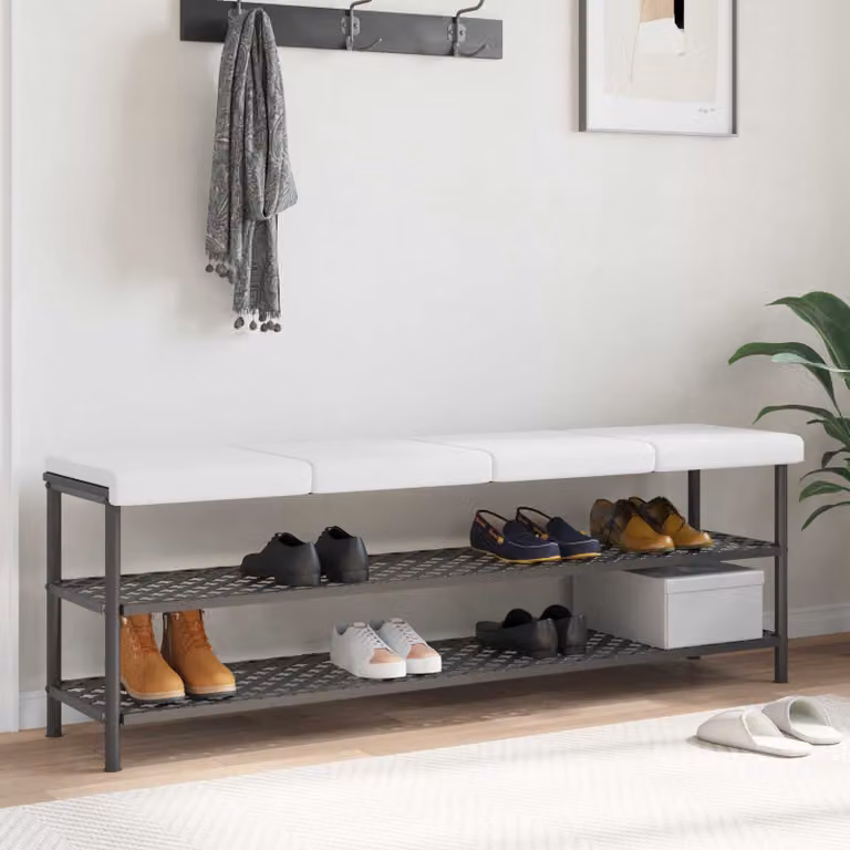 Set di 4 cuscini per panchina vidaXL in tessuto bianco con antiscivolo e imbottitura in schiuma, Profondità: 35 cm