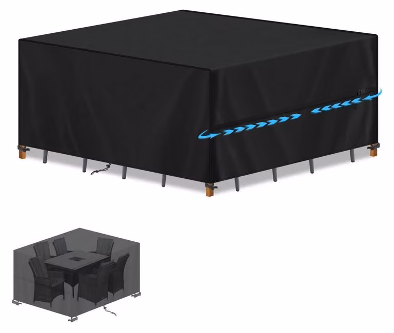 Copertura protettiva per mobili da giardino, tavolo, dimensioni 150x120x90 cm, tessuto Oxford 420D, impermeabile