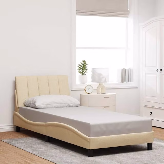 Giroletto senza Materasso-Struttura Letto Hanko Crema 90x200 cm in Tessuto 443626