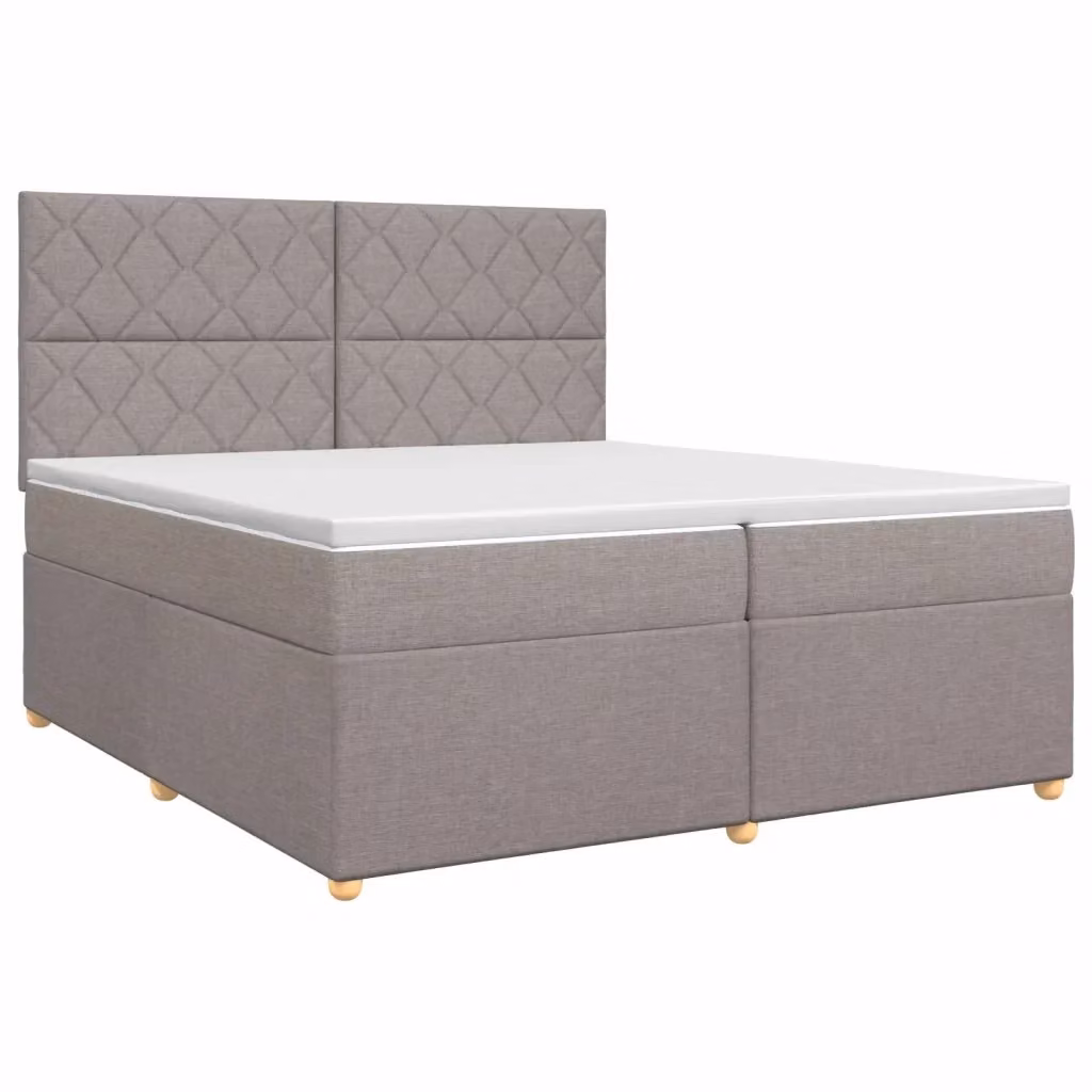 Letto box spring con materasso ibrido vidaXL in tessuto beige e grigio L/P/H: 200 x 200 x 140,5 cm – 2
