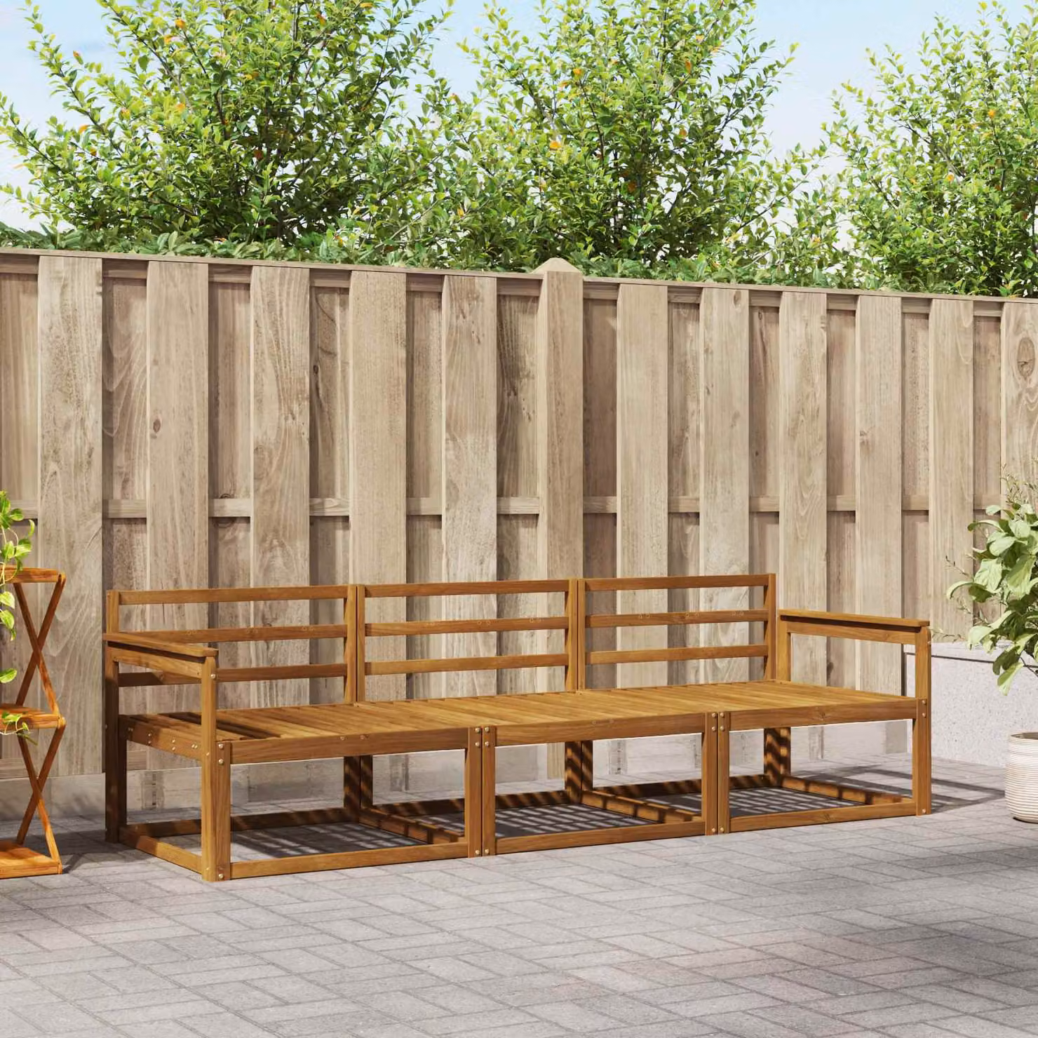 vidaXL Set di divani da esterno 3 pz in legno di acacia massello marrone