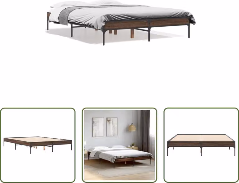 The Living Store Struttura letto in rovere marrone 120x200 cm Materiale legno Metallo