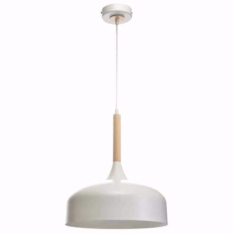 Lampada a sospensione TAYLOR, bianco e legno chiaro, 1xE27x60W, metallo, dimensioni: 90x30x30 cm, IP20, Milagro