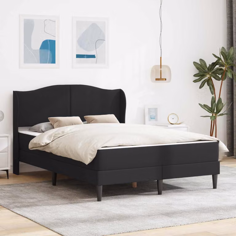 Struttura letto con materasso vidaXL in similpelle nera, L/P/H: 120 x 200 x 101 cm