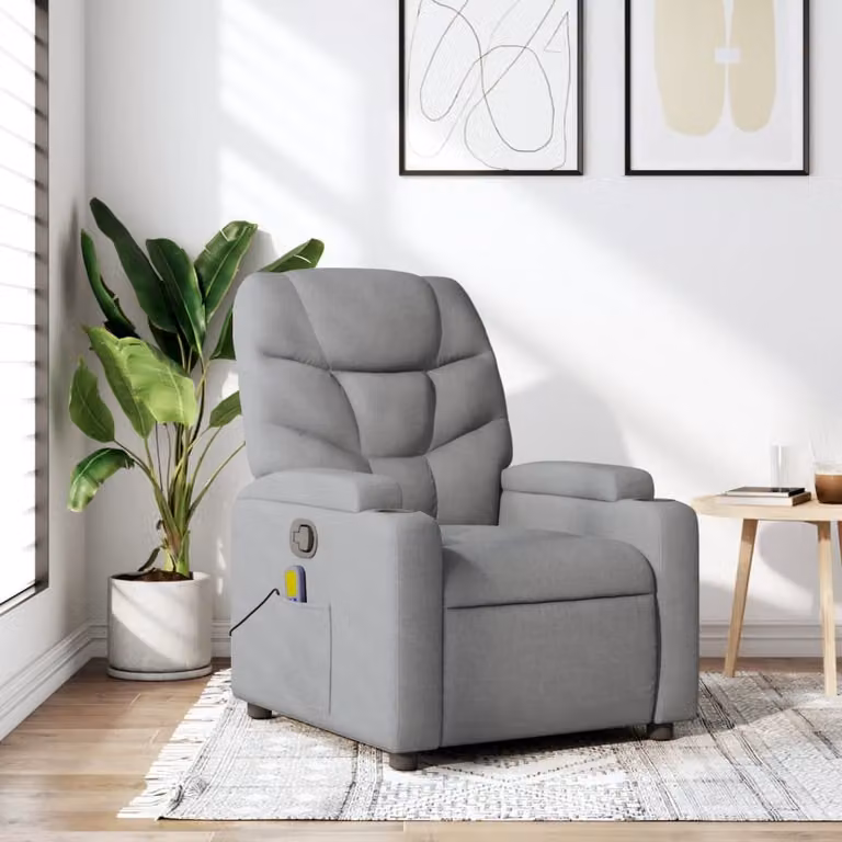 vidaXL Poltrona reclinabile relax moderna in tessuto grigio con braccioli