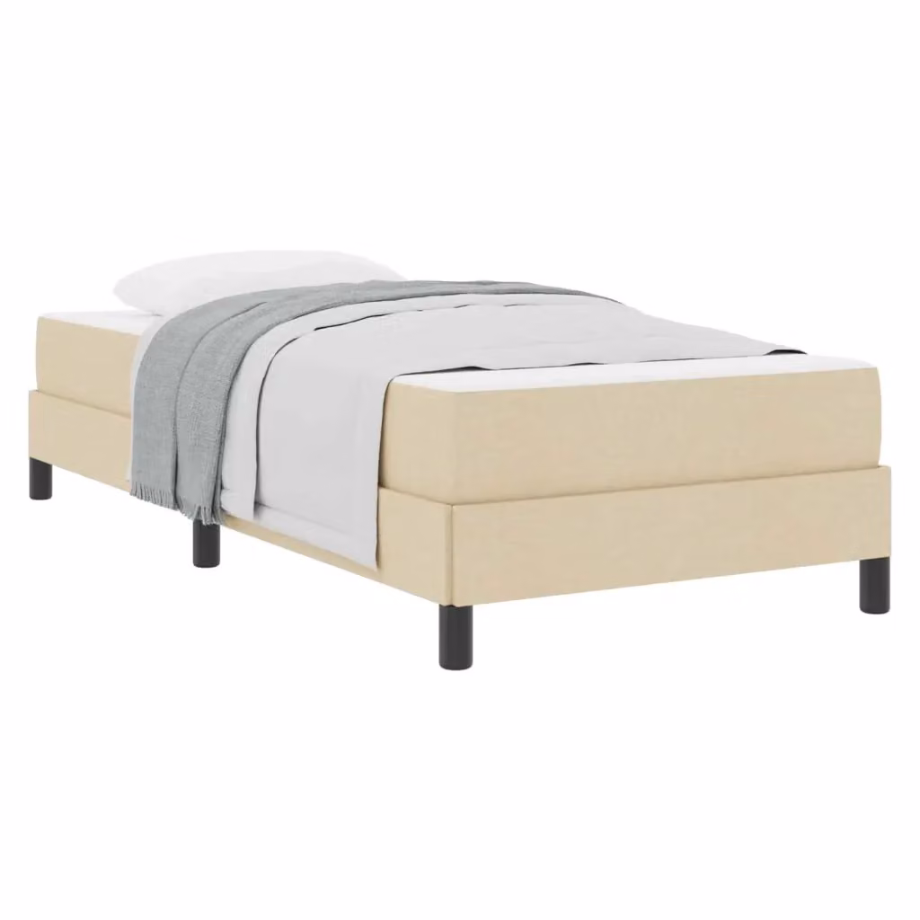 Letto a molle moderno vidaXL in tessuto beige con struttura in legno e metallo L/P/H: 200 x 90 x 45 cm – 2