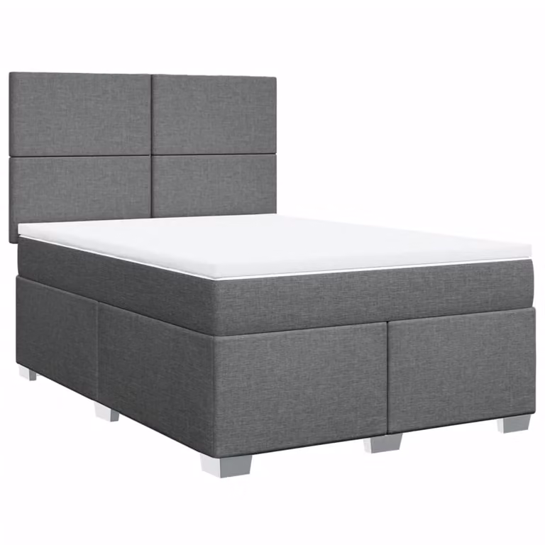 Giroletto a Molle con Materasso Grigio Scuro 140x190 cm Tessuto