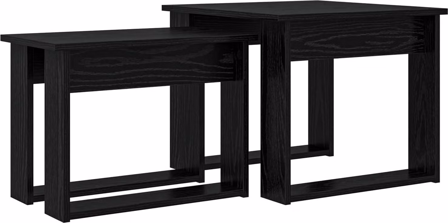Set di Tavolini da Caffè 2 pcs Rovere Nero Legno multistrato