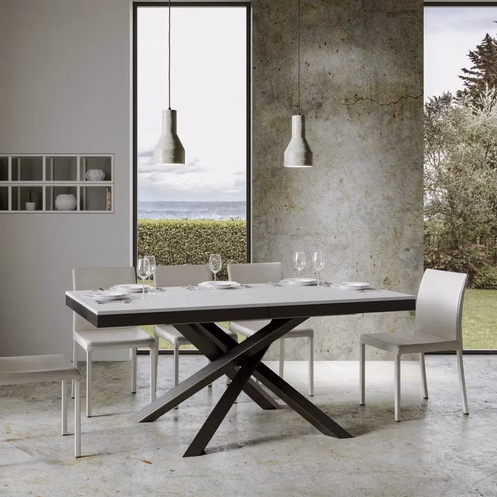 Tavolo allungabile Itamoby Evolution Bianco Frassino con telaio Antracite L/P/H: 160-264 x 90 x 77 cm – 2