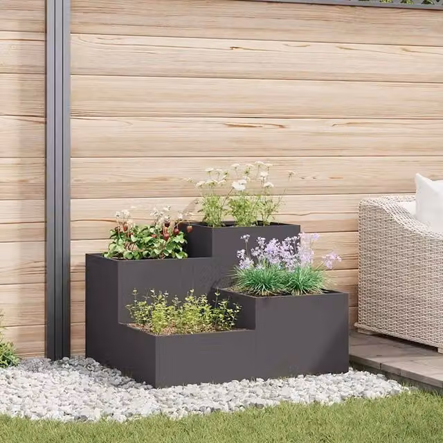 Vaso da giardino Nero 100 x 100 x 60 cm Acciaio 865862