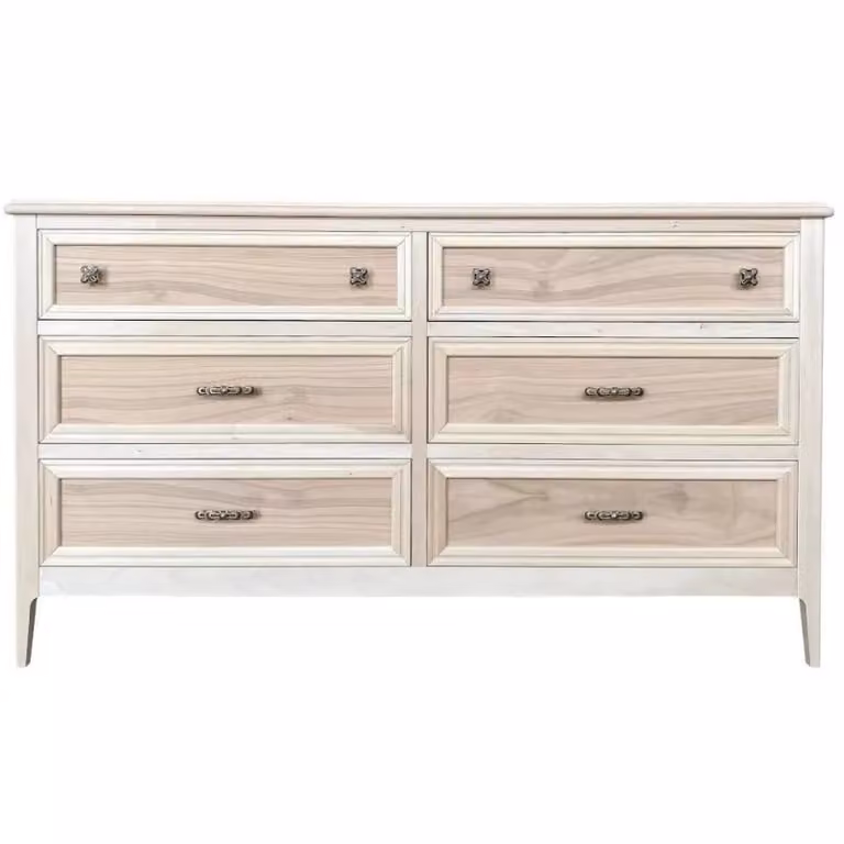 Cassettiera con 6 cassetti in legno massello grezzo Mobili 2G L: 150 cm, P: 50 cm, H: 85 cm
