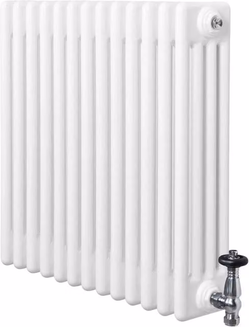 Radiatore Tradizionale 4 Colonne Orizzontale Bianco & Valvole 600 x 605 mm