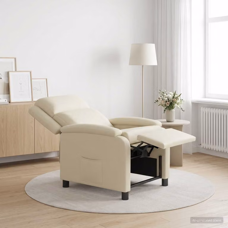 Poltrona reclinabile relax vidaXL in similpelle beige con braccioli e design moderno