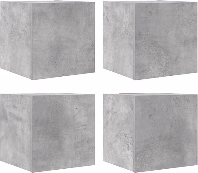 Set di 4 mobili TV da parete design tendenza spazio di archiviazione pratico 30,5 x 30 x 30 cm in legno ingegnerizzato grigio cemento 02_0047792