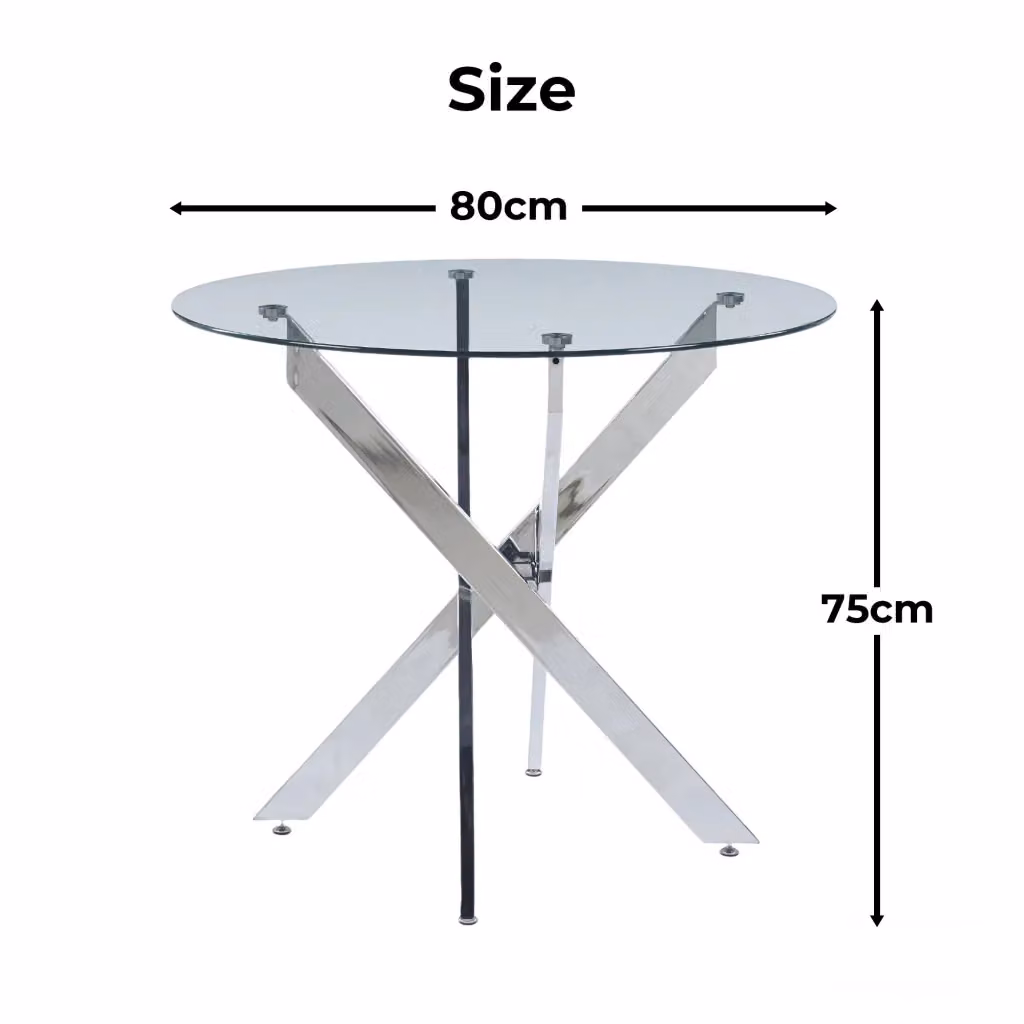 Tavolo da pranzo rotondo moderno REDOM in vetro e metallo argento – 2