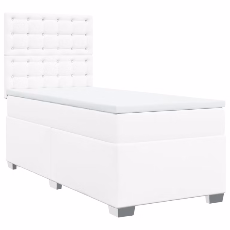 Giroletto a Molle con Materasso Bianco 100x200 cm in Pelle finta
