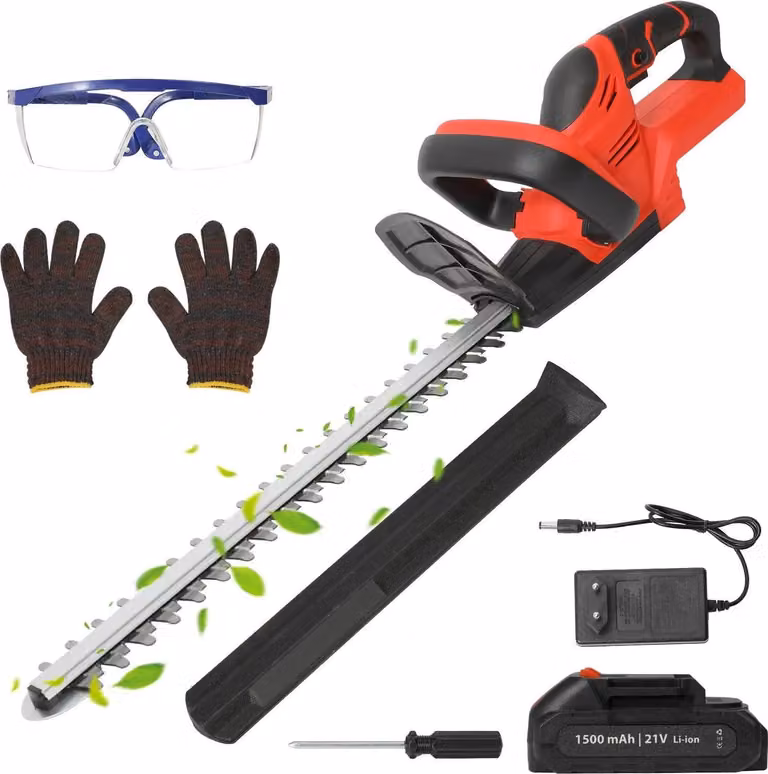 Tagliasiepi a batteria, lama a doppia azione, design leggero, 1 batteria