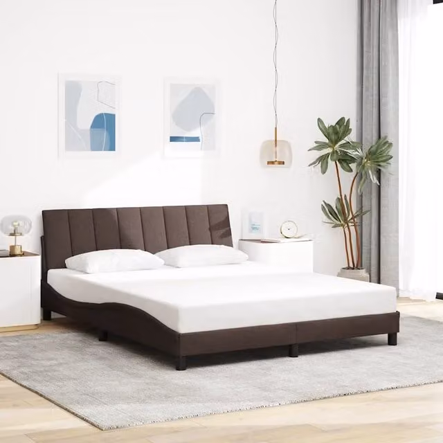 Giroletto senza Materasso-Struttura Letto Hanko Marrone Scuro 160x200 cm Tessuto 801916