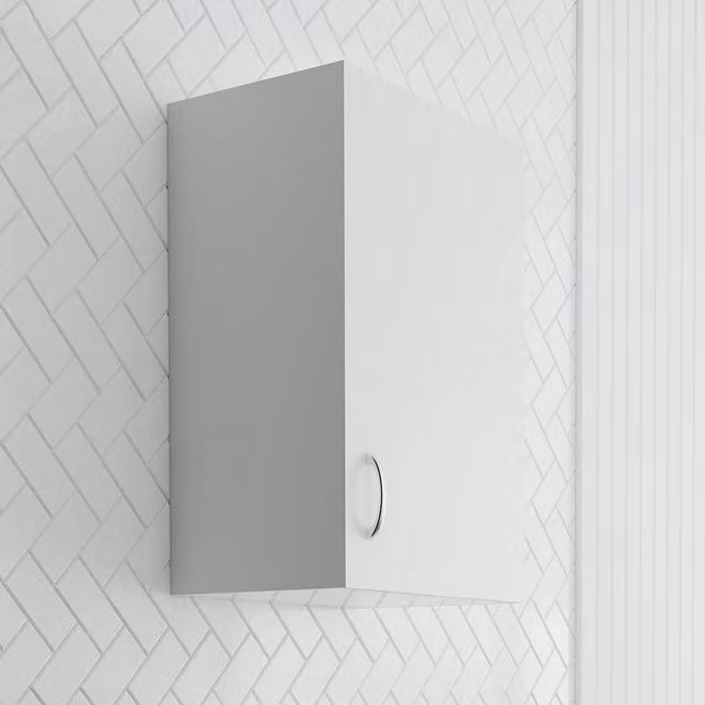 Pensile multiuso Fedra Negrari in legno bianco opaco con ante a battente e ripiani interni per bagno, L: 45 cm, H: 70 cm, P: 32 cm