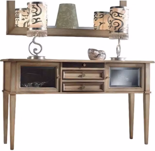 Consolle shabby chic bicolore in legno di frassino con 3 cassetti e 2 porte Mobili 2G L 140 x P 40 x H 80 cm