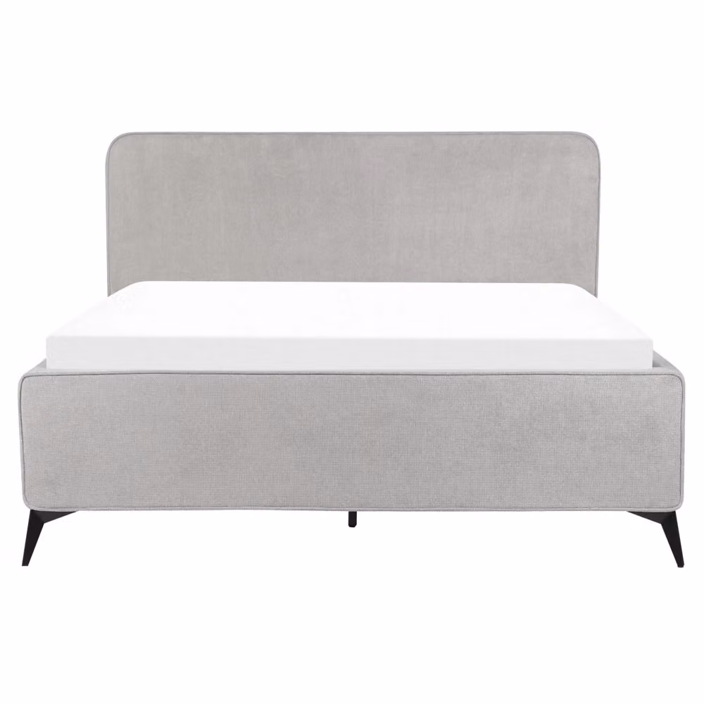 Letto Beliani Grigio con doghe in legno e struttura imbottita in tessuto, stile minimalista, L/P/H: 160 x 200 x 110 cm – 2