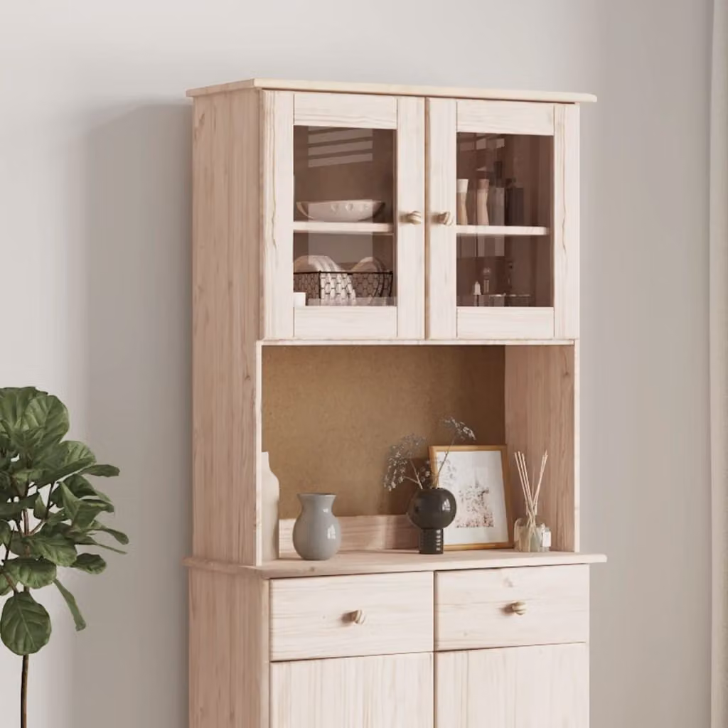 vidaXL Piano Comò in Legno Massello di Pino Rustico, Colore Marrone/Beige, H 92 x L 77 x P 30 cm