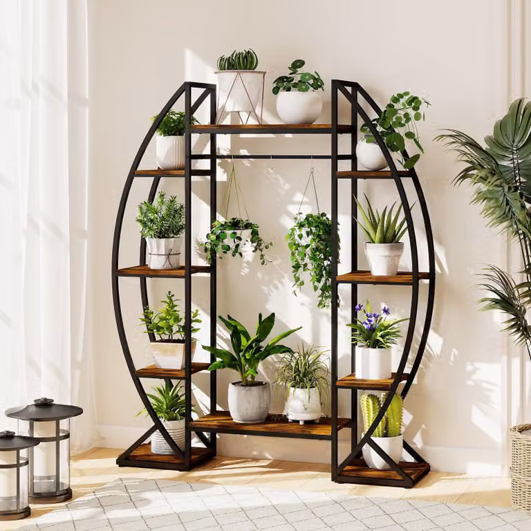 Supporto per piante - Scaffale per piante - Vaso per fiori - Supporto per lampade di coltivazione - Mobile per piante da interno - Struttura in metallo